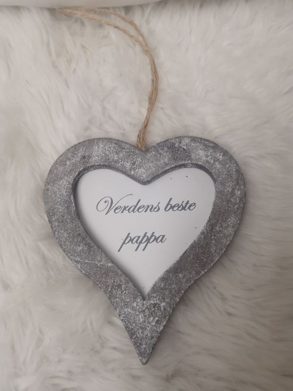 Hengehjerte Verdens beste pappa natur Str: 13x13,5cm