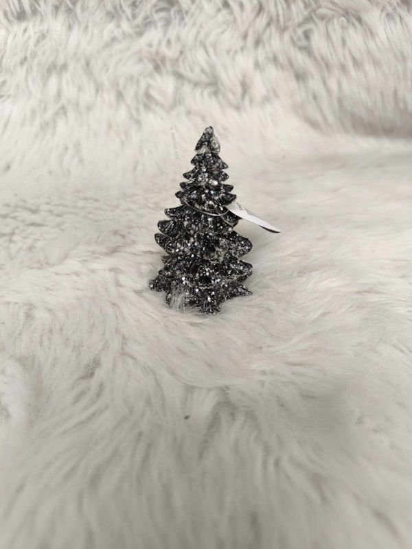 juletre rundt sort m glitter 7 cm