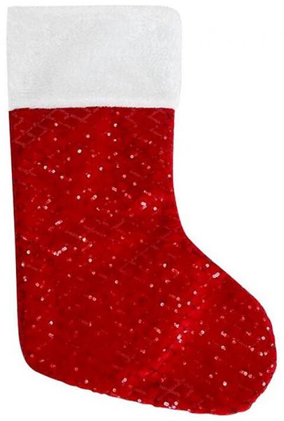 Julestrømpe rød m/glitter 27x44cm 