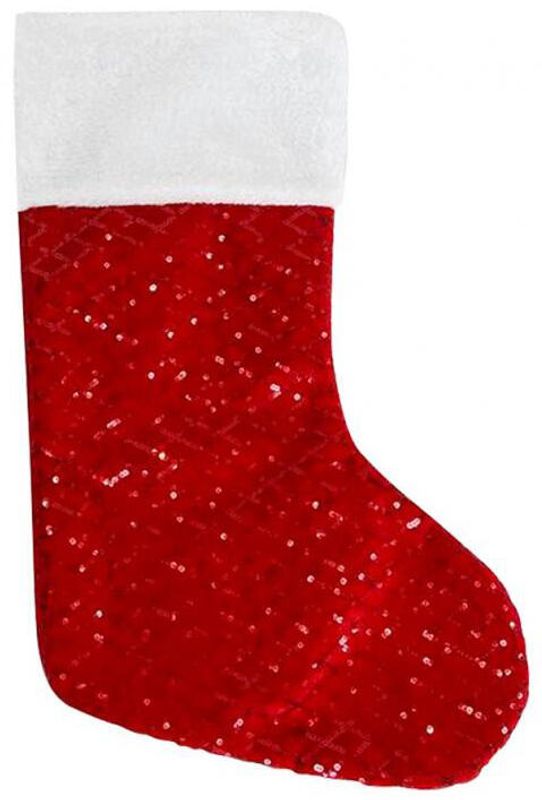 Julestrømpe rød m/glitter 27x44cm 