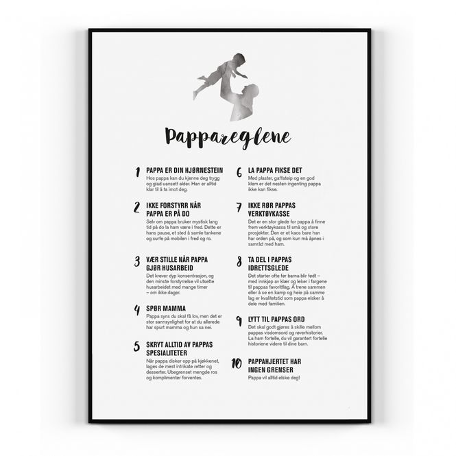 Hovedbilde Pappareglene plakat 30 x 40 ...