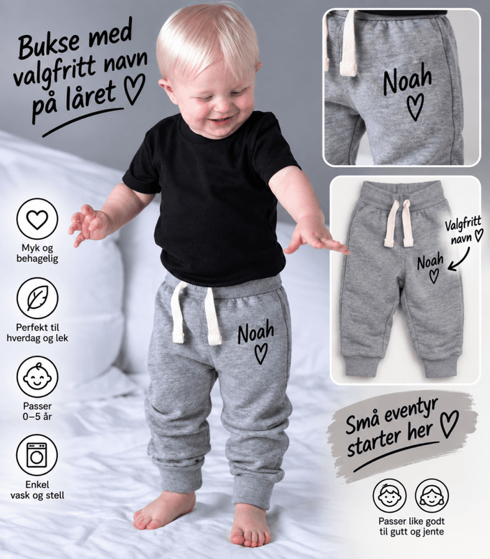 Baby bugz grå bukse str 2-3 år med navn